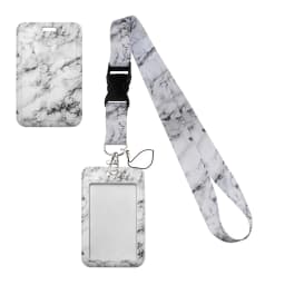 Simple Marble Heart Rainbow Card Holder with Buckle Lovely Hanging Rope ID Pass Hang Accessories Holder Lanyard Passr Case