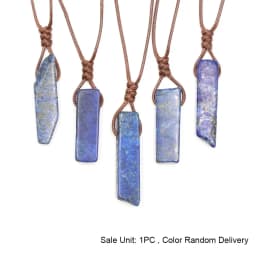 CSJA Healing Crystals Necklaces Irregular Natural Stone Slice Pendant Necklace Pink Quartz Labradorite Tiger Eye Jewelry H090