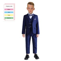 Fast Delivery Elegant Homecoming Boy Suit Set 4pcs Classic Flower Boy Suit Formal Party Boy Dress Jacket Vest Pants Bowtie
