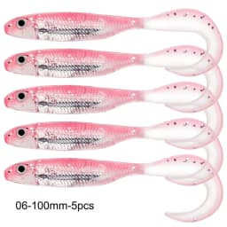 5pcs/6pcs Silicone Soft Lures 80mm 100mm Artificial Fishing Soft Lures Grub Tail Shad Swimbait Rubber Fishing Baits For Bass