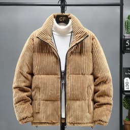 New Arrival Thickened Corduroy Cotton Jacket Stand Collar Men's Fashionable Winter Loose Fit Warmth Polyester Fiber Fill