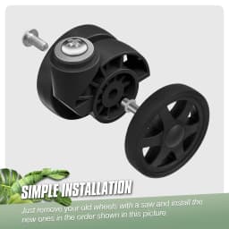 8Pcs Black Suitcase Wheels W/H Screw Replacement Wheel for Luggage Wear-resistant Trolley Repair Wheel 50mm Axles Caster Parts