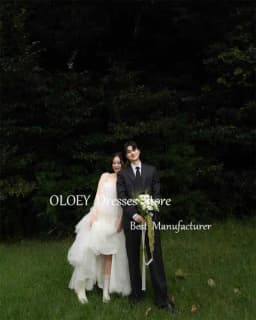 OLOEY Soft Layered Tulle Floor Length Wedding Dresses Korea Photoshoot Spaghetti Straps Bridal Gown Vestido De Noiva 2025