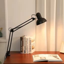 JOYINLED Adjustable LED Eye Protection Desk Lamp E27 Long Arm Big Lampshade Flexible Clip for Lamp Bedside Office Study Student