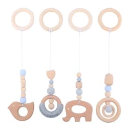 4 Pcs Beech Wood Baby Play Gym Frame Newborn Activity Fitness Rack Hanging Pendants Toys Crochet Rattle Teether Kids Room Decor