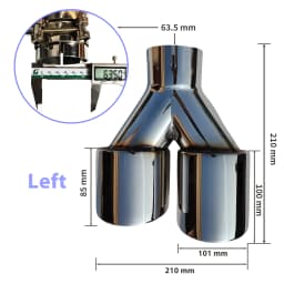 1 Pcs Universal Car Stainless Steel Tail Throat Length Y-Shaped Double Out Twill Glossy Exhaust Muffler Tip