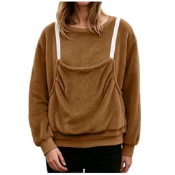 Women Fall And Winter Casual Plush Solid Color Pet Pocket Crew Neck Hoodless Sweatshirt Funny Jogging Suits Women Petite