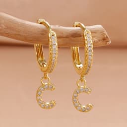Nidin Hot Sale Initial A-Z Letters Mini Small Hoop Earrings Gold Color Zircon Jewelry Alphabet Fashion Christmas New Year Gift