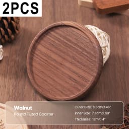 2PCS Wooden Coaster Tea Coffee Cup Pad Walnut Durable Heat Resistant Round Bowl Teapot Mat Home Wood Placemats Decor Coasters