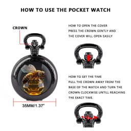 Hardworking Bee Dome Pocket Watch Arabic Numerals Dial Vintage Women Necklace Pendant Clock Men Kids Watch Relojes De Bolsillo