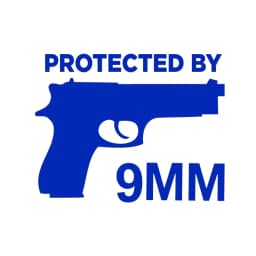 Protected By The Gun 9MM Bumper Vinyl Car Sticker Gun Ammo Decor
