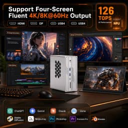 MSECORE AI Max+395 Mini PC AMD Radeon 8060S IGPU 126TOPS AI Compute LPDDR5X 10G+2.5G Dual LAN WiFi6E Windows11 8K Gaming Desktop
