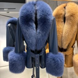 YOLOAgain Real Fox Fur Collar Genuine Leather Jacket Women