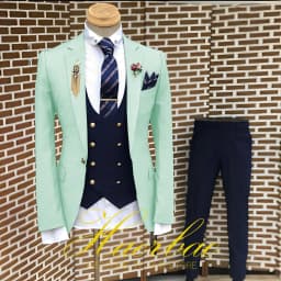 Men's Suit Business Jacket Dark Gray Jacket Navy Blue Vest Pants 3-Piece Set Slim Fit Wedding Tuxedo for Men