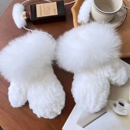 Real Rex Rabbit Fur Gloves For Women Winter Plush Thickened Warm Real Fur Gloves Handmade Knitted Fur Gloves Keep Warm Mittens