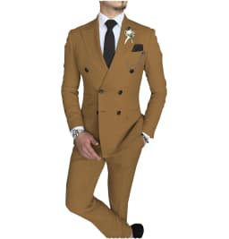 Men's Suit 2 Piece Double Breasted Peak Lapel Jacket Business Casual Slim Fit Wedding Suit For Men ( Blazer+Pants)
