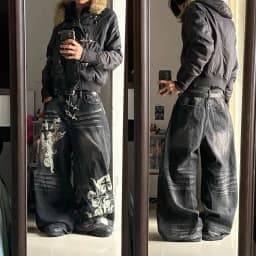 Y2K New Retro Centipede Embroidery Pattern Washed Oversized Wide-Leg Pants Street Gothic Harajuku Floor Pants For Men and Women