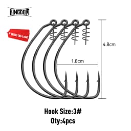 Kingdom Spring Fishing Hooks 3# 5# 6# 8# 10# Carbon Steel Lead Crank Hook with Spring Lock Soft Bait Fishing Gear Accessories