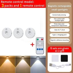 LED Motion Sensor Night Light Wireless Under Cabint Lights Dimmable USB Rechargeable Lighting Kitchen Aisle Closet Home Decor