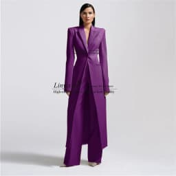 Women's Long Suit 2-Pieces Jacket+Pants Slim Fit 1 Button High Street Luxury Womens Clothing Pant Set tailleur femm Customized