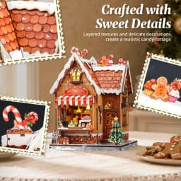 Original CUTEBEE Christmas DIY Miniature Dollhouse Kit Gift for Adults 1:18 Gingerbread House 3D Puzzles Model Building Set