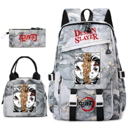 Demon Slayer Anime Backpack Set for Girls Demon Slayer 3Pcs School Bag Lunch Kit Pouch