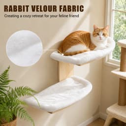Nordic Solid Wood Wall-Mounted Cat Bed – Washable Cushion, Heavy-Duty Hanging Cat Shelf for Indoor Cats, Easy Install Corner Wall Furniture