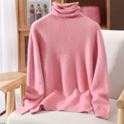 100% Pure Mink Fur Sweater Women's Pullover High Neck Knitted Sweater Autumn Winter New Item Pile Collar Thick Soft Base Sweater
