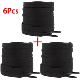 2Pcs/6Pcs/10Pcs 8mm Wide Flat Shoelaces for Sneakers - Quality Solid Color Shoe Laces - Classic White & Black