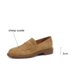 2026 Spring Sheep Suede Women Shoes Round Toe Chunky Heel Women Pumps Shoes for Women Deep Mouth Loafers Low Heels Ladies Shoes