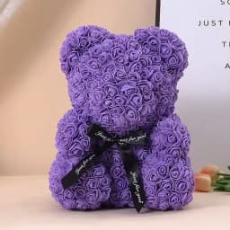 25cm Artificial Rose Teddy Bear with Gift Box, Romantic Valentine's Day Gift for Women, Ideal for Anniversary & Wedding