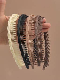 4Pcs Autumn Winter Simple Brown Comb with Teeth Hairband NonSlip Hair Hoops Taming Flyaways Headband Wash Face Hair Accessories