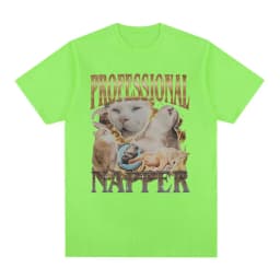 Professional Napper Funny Cat Meme T-shirt Men Women Casual Cotton Oversized T Shirt Fashion Vintage O-Neck T-shirts Streetwear