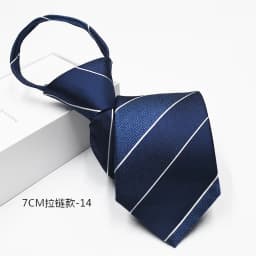 New 7cm Mens Tie Pre-tied Easy Wear Neck Tie Business Wedding Zipper Lazy Pre-tied Korean Style Striped Plaid Solid Necktie