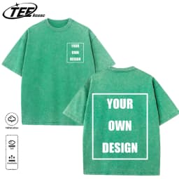 Custom Your Logo Print Summer Cool Snow Wash T-Shirt Cotton Casual Loose Short Sleeve Fashion Retro Tee Soft Couple Streetwear