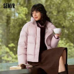 Semir Down Jacket Women Winter Puffer Down Fill Goose Down Waterproof Oil-proof Stain-proof 2026 New Stand Collar Coat Women
