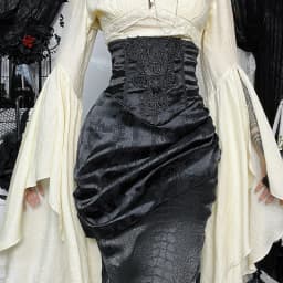 Goth Dark Asymmetrical Maxi Skirts Bottoms Mall Goth Party Halloween High Rise Mermaid Skirts for Women Cosplay Dresses Outfits