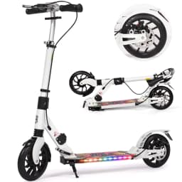 Kick Scooter for Teens & Adults, 200mm Big Wheels Foldable Scooter, Teens & Adult Scooters with LED Light-Up Deck