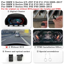 AUTOTOP 12.3" Digital Dash Instrument Cluster for F07 F10 F11 F18 F06 F12 F13 F01 F02 F03 Digital Cluster Speedometer Without HU