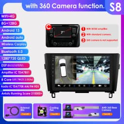Hizpo 2Din Android 13 for Nissan Rogue X-Trail X Trail 3 T32 2013 - 2017 Qashqai 2 J11 Car Radio Multimedia GPS Carplay Auto DSP