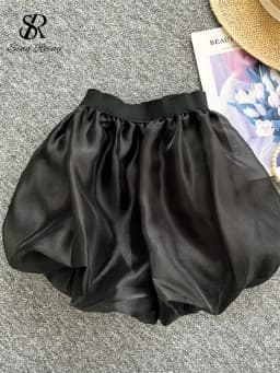 SINGREINY Sweet Fashion Female Shorts Solid High Elastic Waist Slim Design 2025 Newest Summer Basics Cute Casual Mesh Shorts