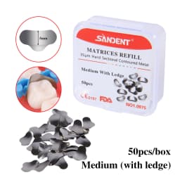 50Pcs Dental Metal Matrices Bands Sectional Contoured Matrix Refill S/M/L Sizes 35μm for Teeth Replacement Dentsit Tools