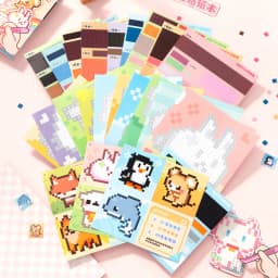Mr Paper Pixel Sticker Book Student Educational Coloring Sticker Journal Cartoon Animal Stickers Creative Stationery Sticker Set