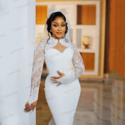 Civil Wedding Dresses for Bride 2026 O-Neck Full Sleeve Tea Length Aso Ebi Nigeria Lace Bridal Reception Dresses Customized