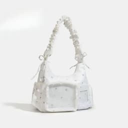 Star Print Itabag Transparent Window Hobo Bag Ruffle Pleated Shoulder Strap Purse Kpop Idol Photocard Display Bag Casual Bag