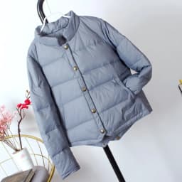 Schinteon Women White Duck Down Jacket Baseball Coat Casual Autumn Winter Short Outwear for Female Fashion