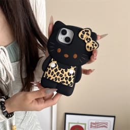 Sanrio 3D Cartoon Hello Kitty Bow Phone Case For iPhone 17 16 15 14 13 12 Pro Max 11 Anti Fall So Cute Y2K Soft Silicone Cover
