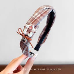 2026 New Preppy Style Gingham Braided Headband for Girls Blue Plaid Soft No Slip Hair Accessories for Toddler Kids Fashion Gift