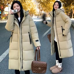 2026 Fashion Down Winter Cotton-padded Jacket Men Women Couple Clothes Long Parkas Thicken Warm Tops Hooded Overcoat Loose Coats