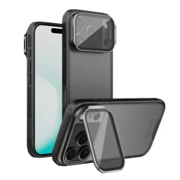 NILLKIN Magnetic Case For iPhone 18 Pro/18 Pro Max, Slide Camera Lens Cover with Hidden Stand, Aluminum Kickstand, Shock Proof